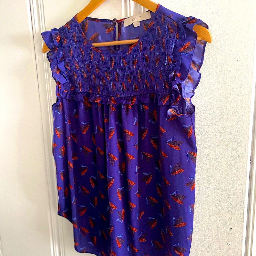 Loft Floral Royal Blue Top
